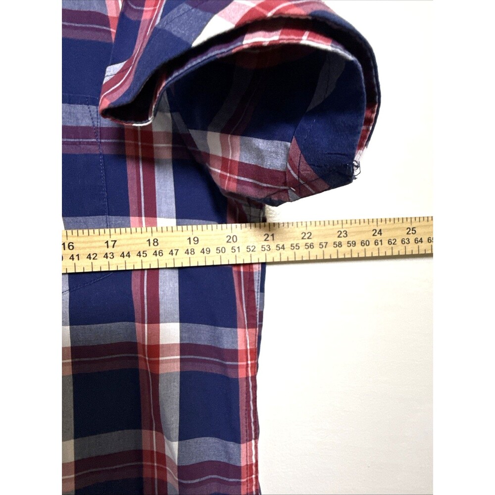 Springfield Custom Fit Men’s Button Up Shirt Short Sleeve Checkered Size M - Picture 7 of 7